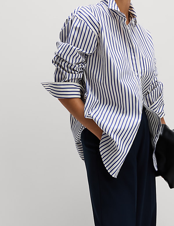 Pure Cotton Striped Collared Shirt