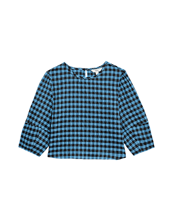 Cotton Blend Checked Blouse