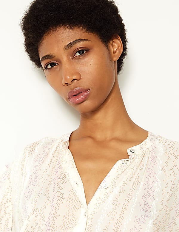 Animal Print Blouson Sleeve Blouse