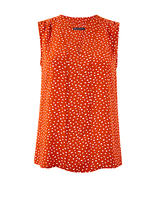 Polka Dot V-Neck Shell Top