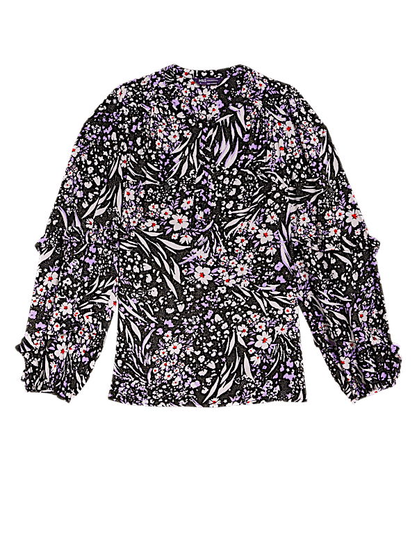 Star Print Sparkly Round Neck Blouse