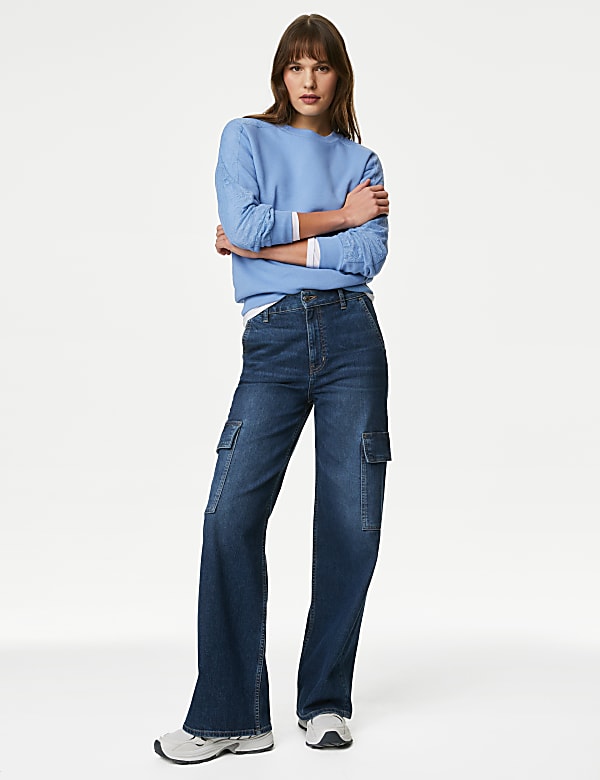 Sudadera de algodón con detalle de encaje - ES