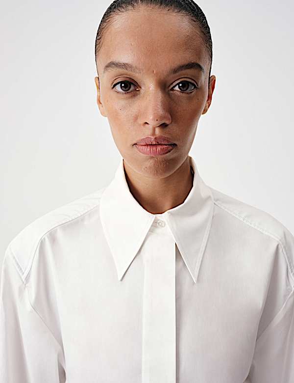 Cotton Waisted Padded Shoulder Shirt - FR