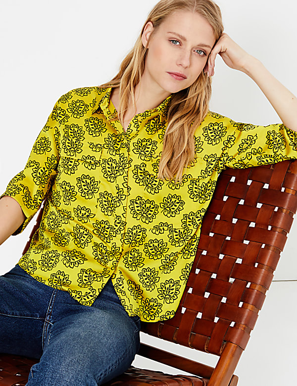 Printed Satin Oversized Shirt