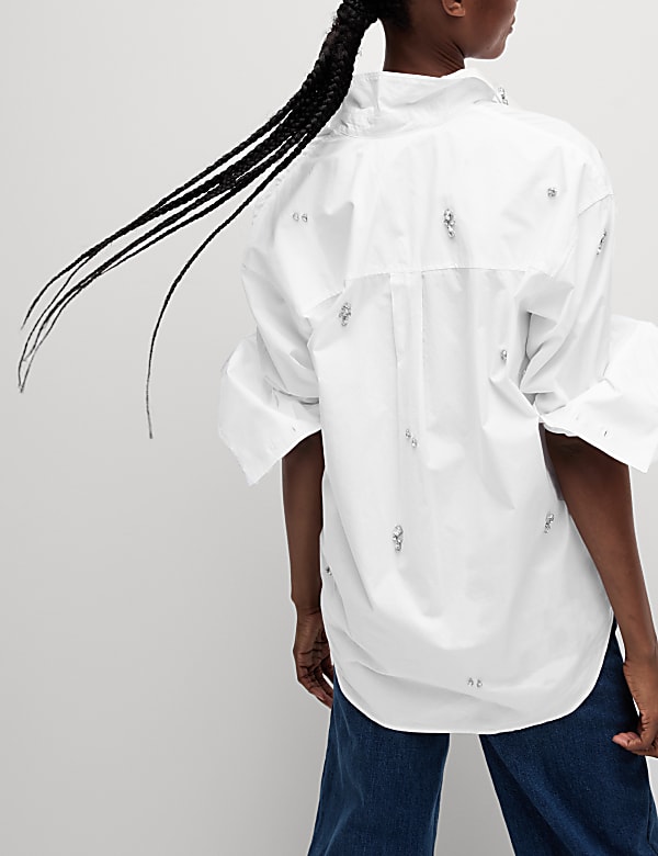 Pure Cotton Embellished Button Through Shirt