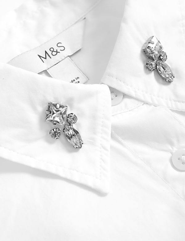 Pure Cotton Embellished Button Through Shirt