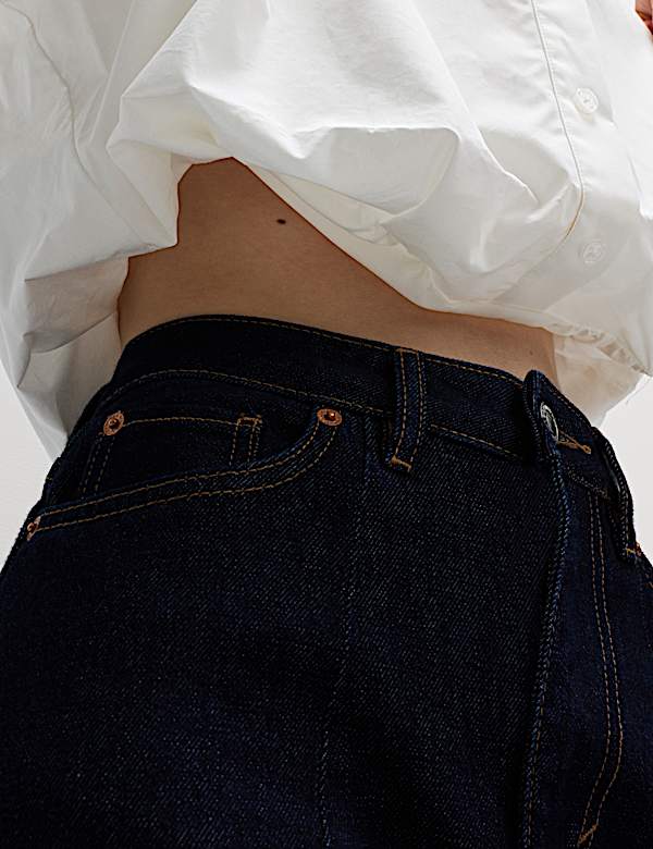 Cotton Cropped Bubble Hem Collared Shirt - RO