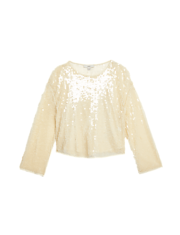 Sequin Round Neck Blouse