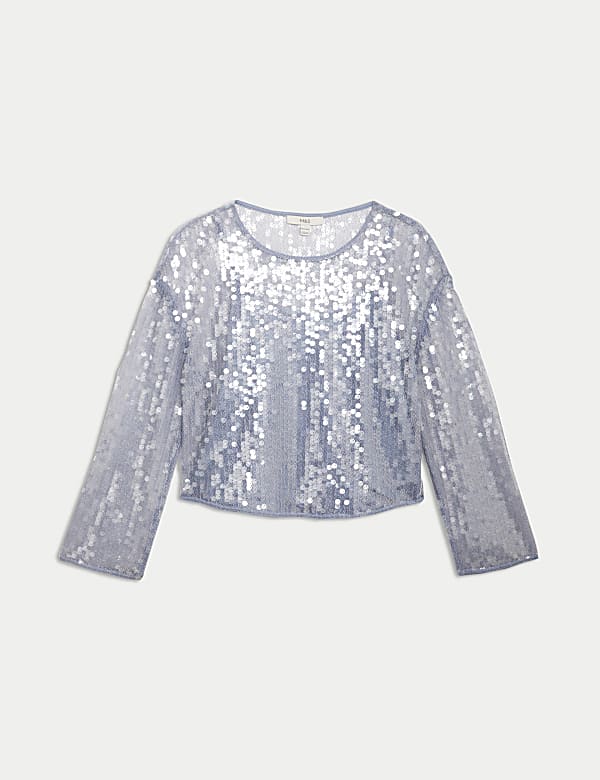 Blouse &agrave; encolure ronde, orn&eacute;e de sequins - FR