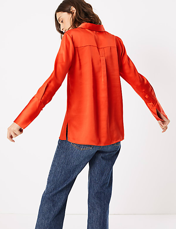 Satin Flared Cuff Shirt