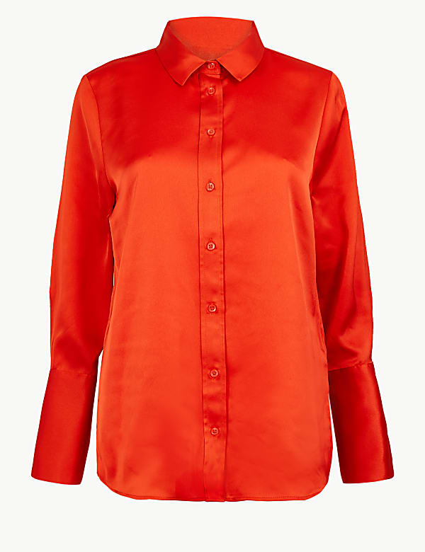 Satin Flared Cuff Shirt