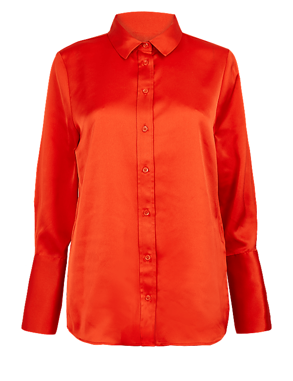 Satin Flared Cuff Shirt