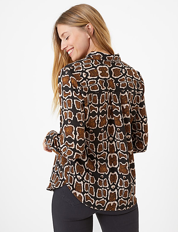 Animal Print Button Detail Shirt