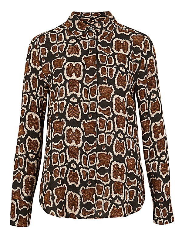 Animal Print Button Detail Shirt