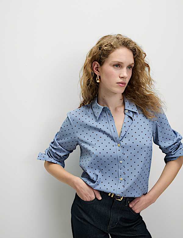 Printed Collared Button Through Shirt