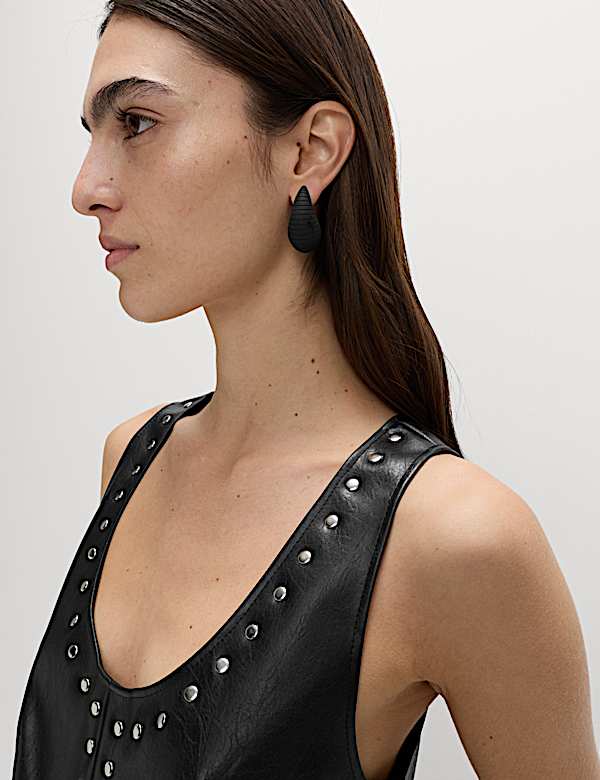 Faux Leather Studded Top