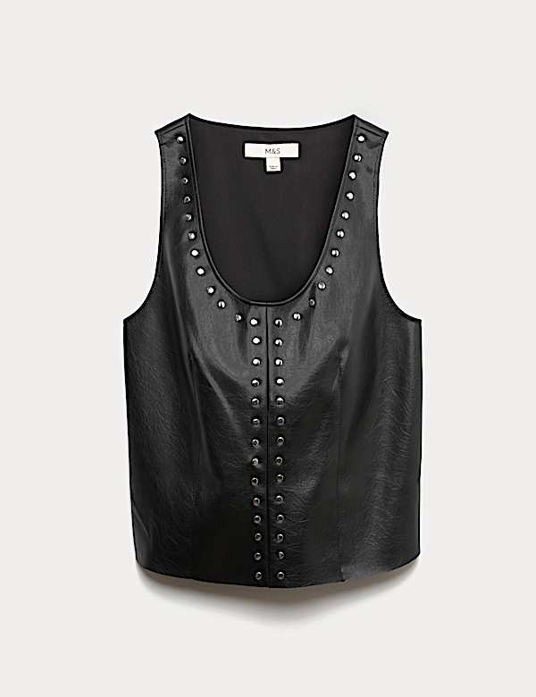 Faux Leather Studded Top - NO