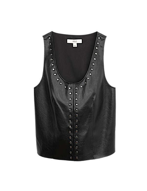 Faux Leather Studded Top