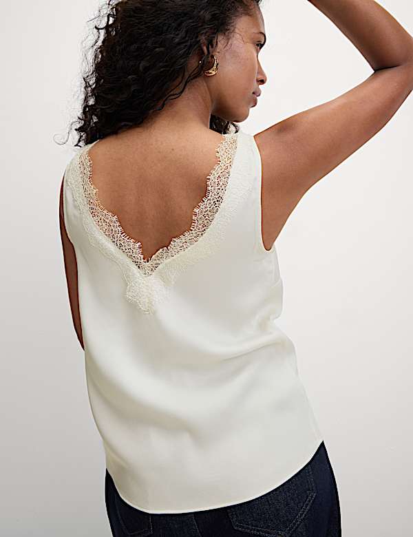 Satin Lace Insert Cami Top - FI
