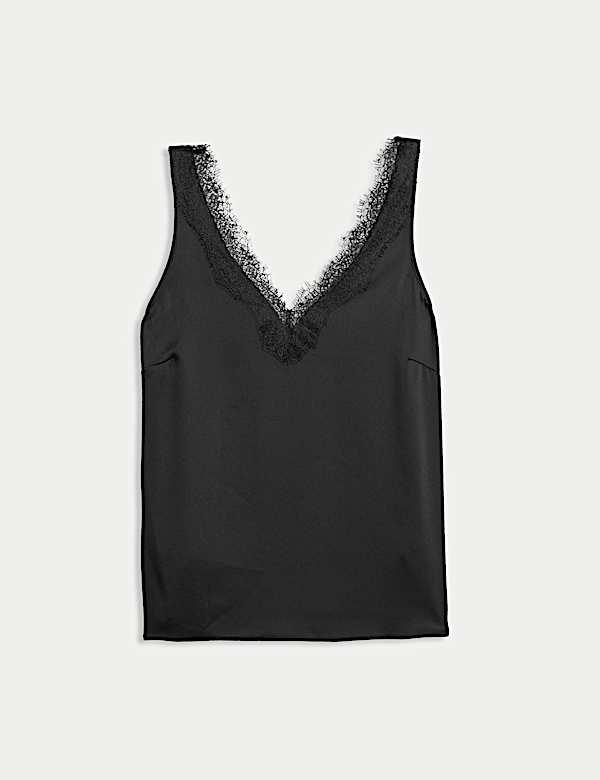 Satin Lace Insert Cami Top - RO