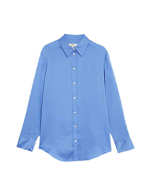 Satin Collared Button Through Shirt