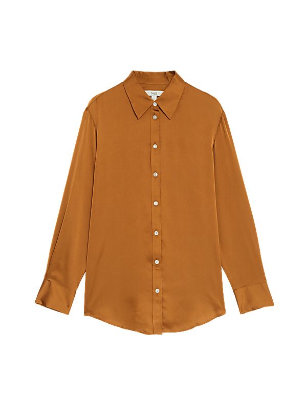 Satin Collared Button Through Shirt