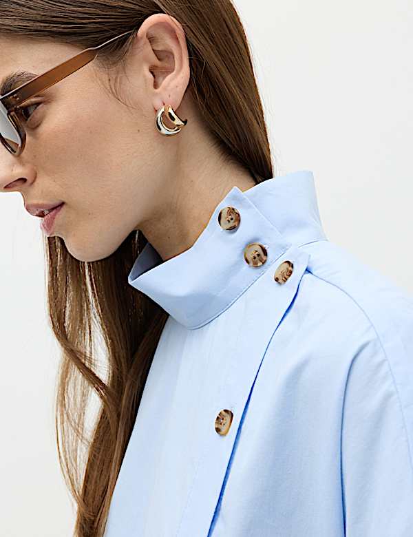 Funnel Neck Button Through Shirt - BN
