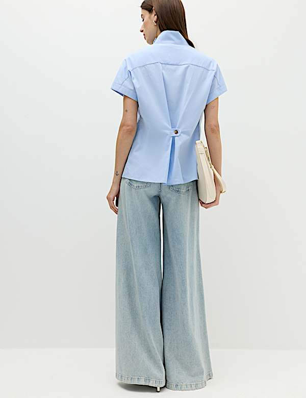 Funnel Neck Button Through Shirt - BN