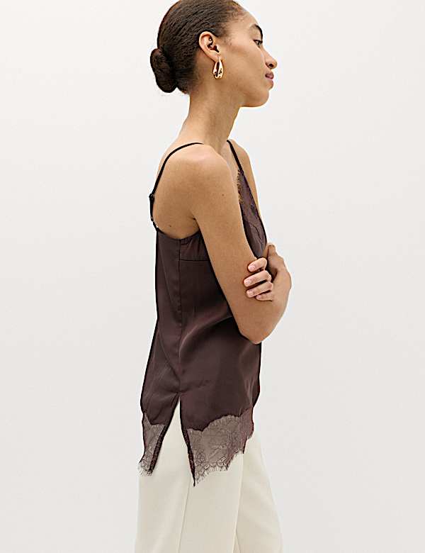 Satin Lace Insert Cami Top - CN