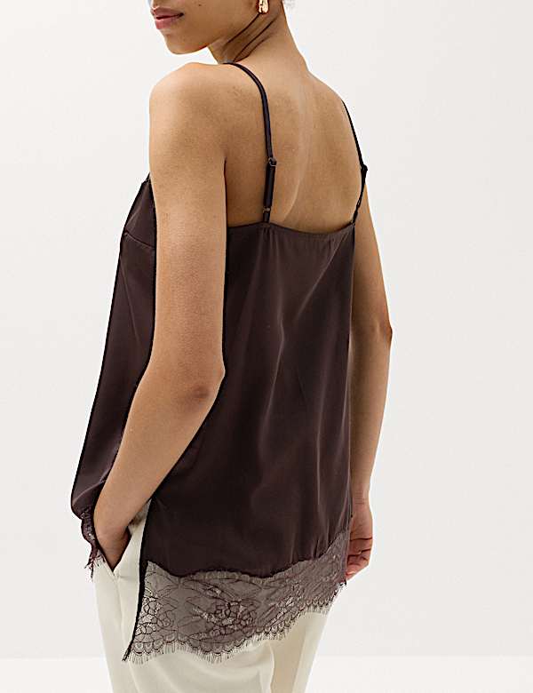 Satin Lace Insert Cami Top - CN