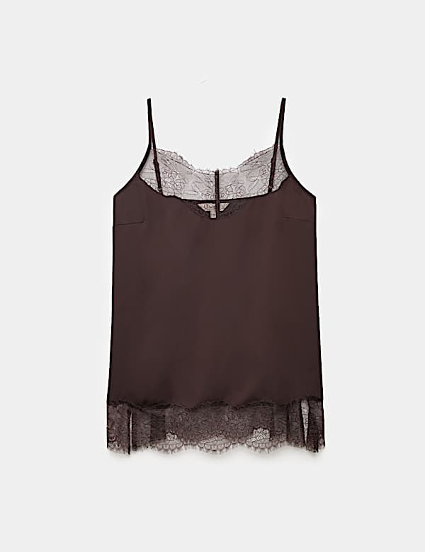Satin Lace Insert Cami Top - CN