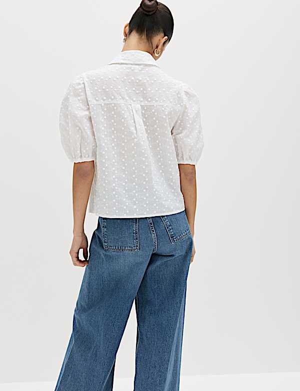 Geborduurd overhemd van puur katoen met knoopsluiting - NL