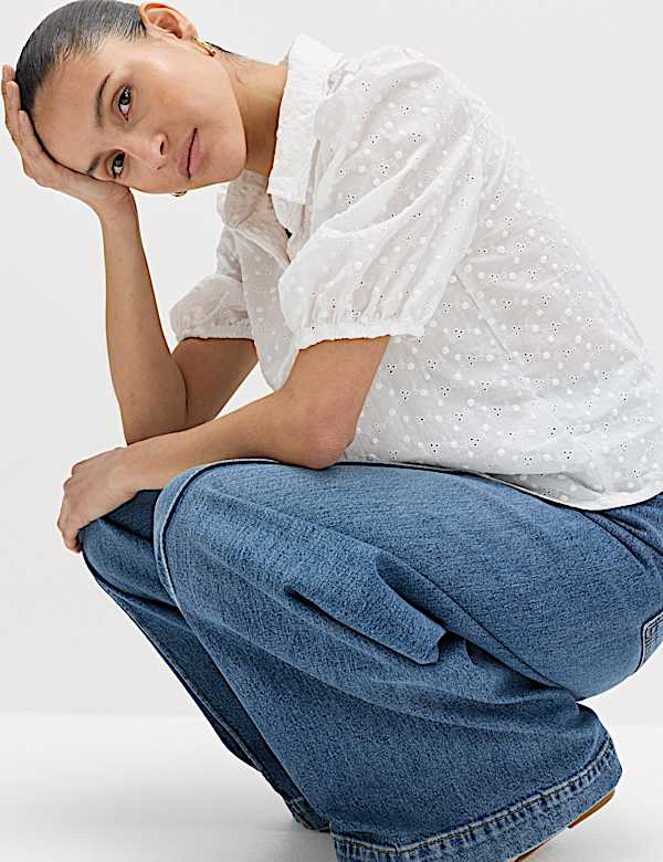 Geborduurd overhemd van puur katoen met knoopsluiting - NL