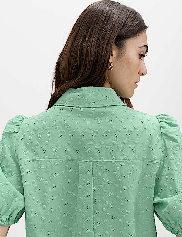 Pure Cotton Embroidered Button Through Shirt - CY