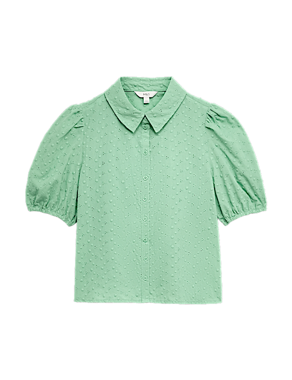 Pure Cotton Embroidered Button Through Shirt