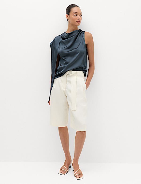 Satin Draped Detail Top - NL