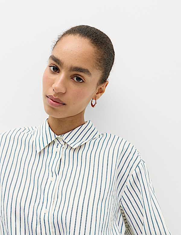 Striped Drawstring Waist Shirt - DK