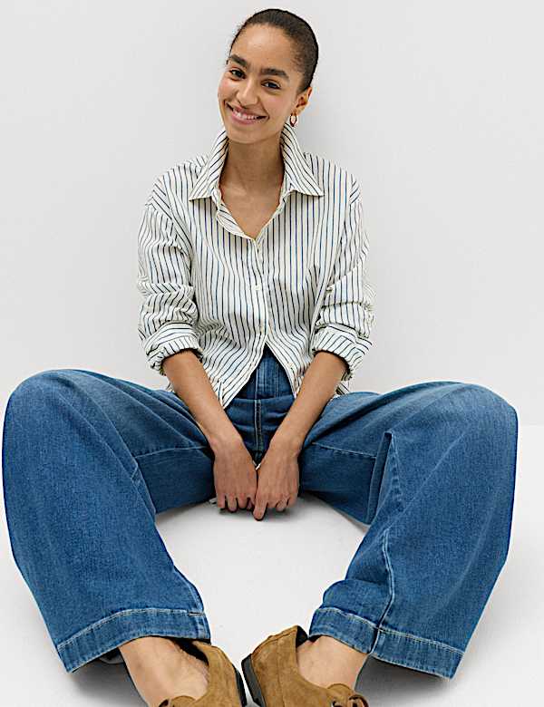 Striped Drawstring Waist Shirt - DK