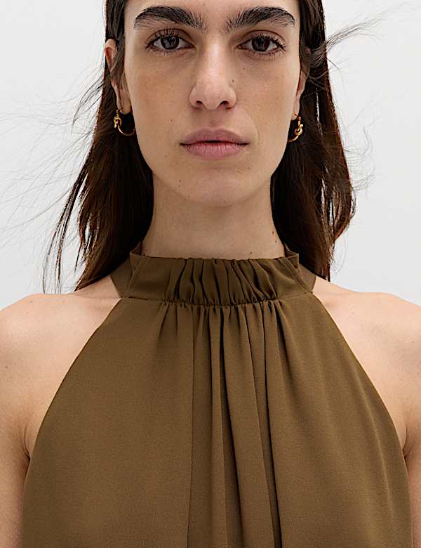 Draped Halter Neck Longline Top
