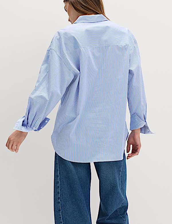 Pure Cotton Striped Oversized Shirt - AU