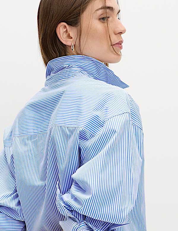 Pure Cotton Striped Oversized Shirt - AU