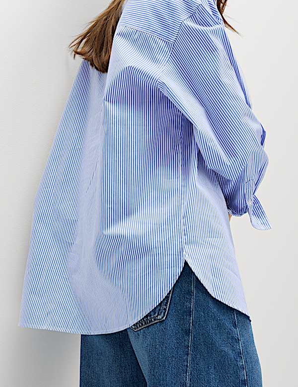 Pure Cotton Striped Oversized Shirt - AU