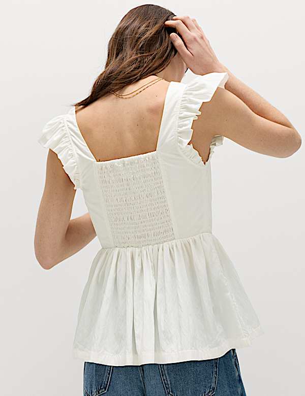 Technical Square Neck Peplum Top - LT