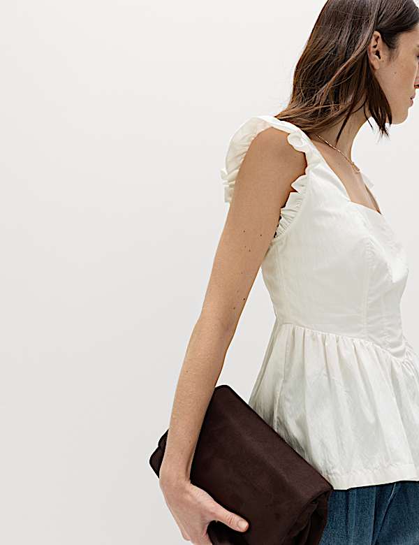 Technical Square Neck Peplum Top - LT