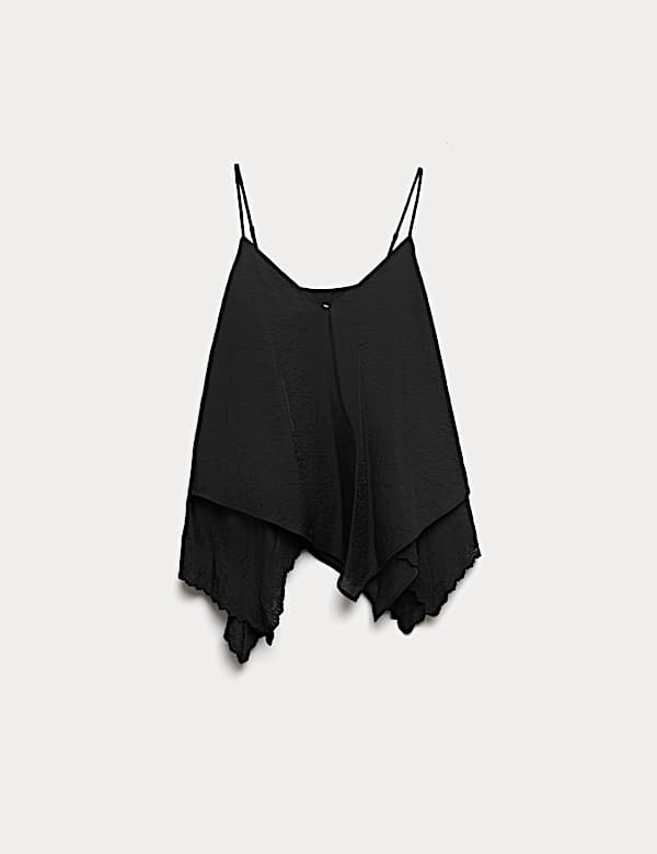 Asymmetric Embroidered V-Neck Cami Top - MX