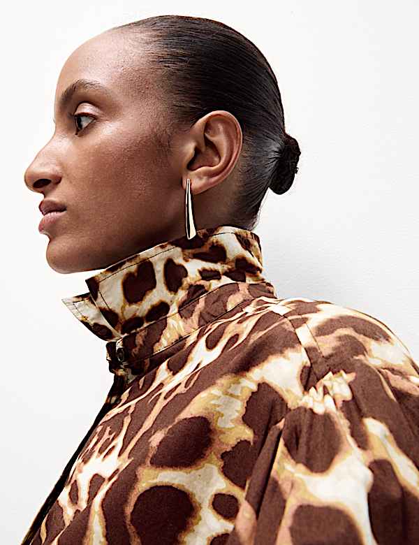 Pure Cotton Animal Print Collared Shirt