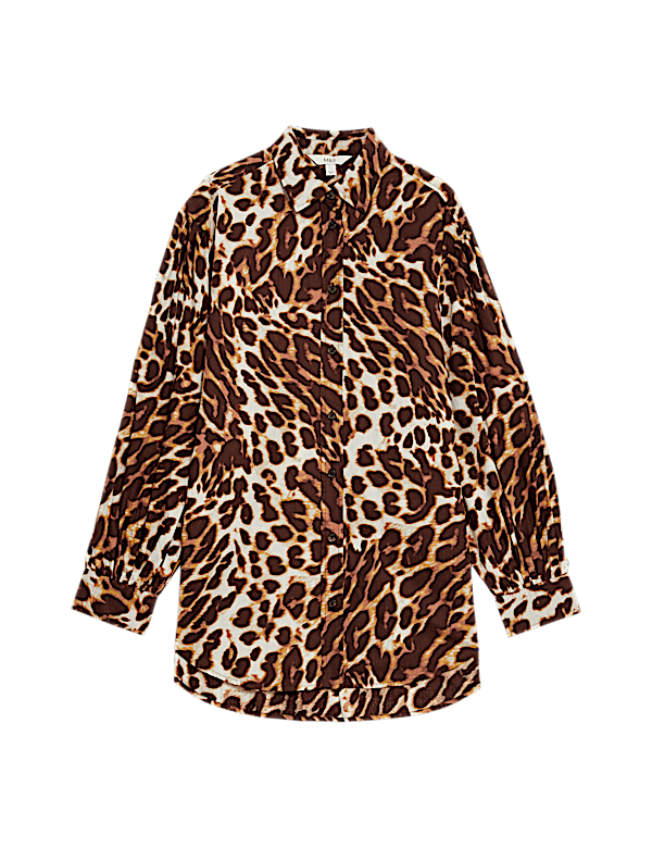 Pure Cotton Animal Print Collared Shirt