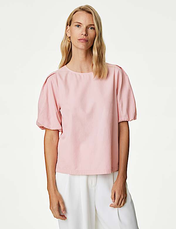 Pure Cotton Puff Sleeve Blouse