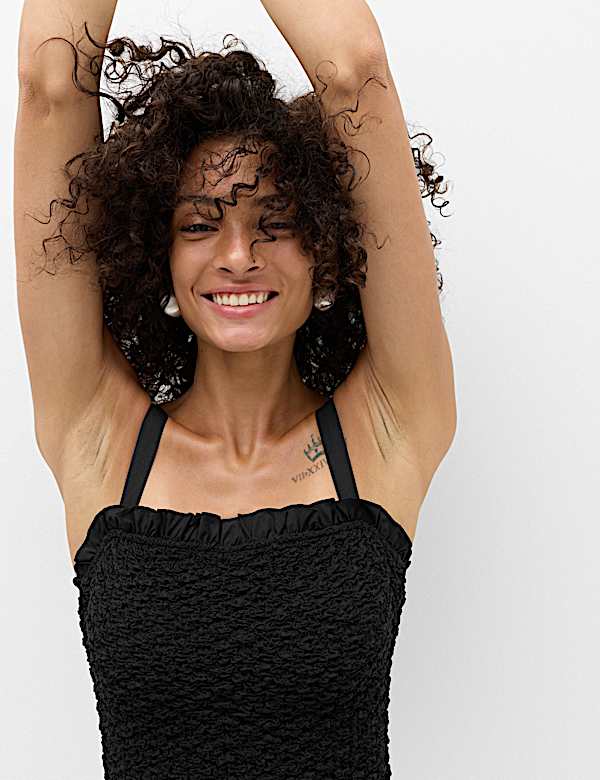 חולצה מכותנה טהורה עם כיווצים ומלמלה - IL