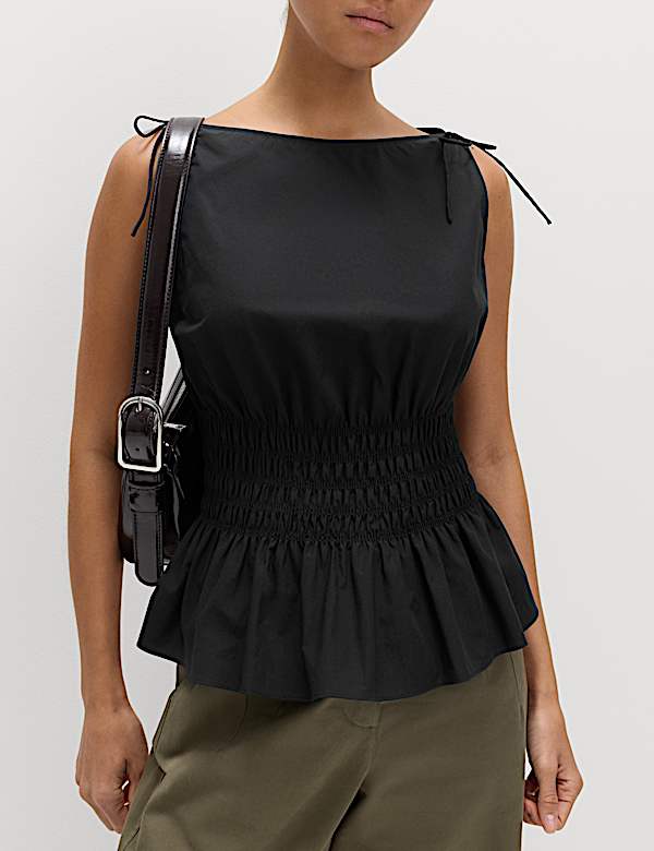 Pure Cotton Shirred Top